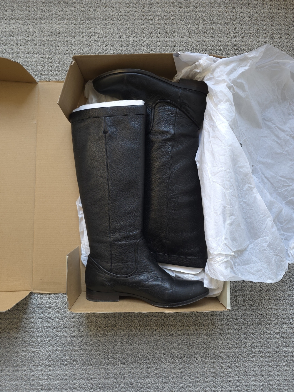 Frye Cindy Slouch Black Leather Tall Riding Boots